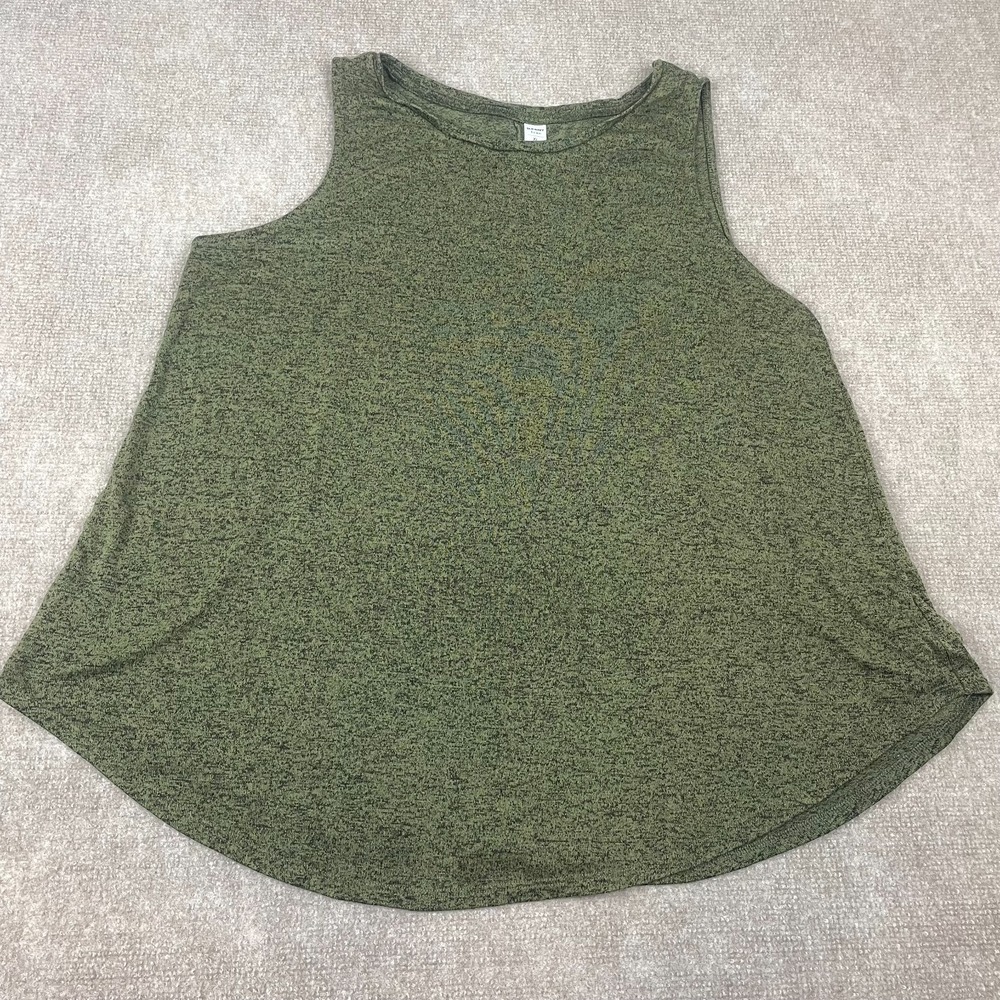 Old Navy Luxe Tank Top Womens XL Green Stretch Oversized Wide Strap Round Neck
